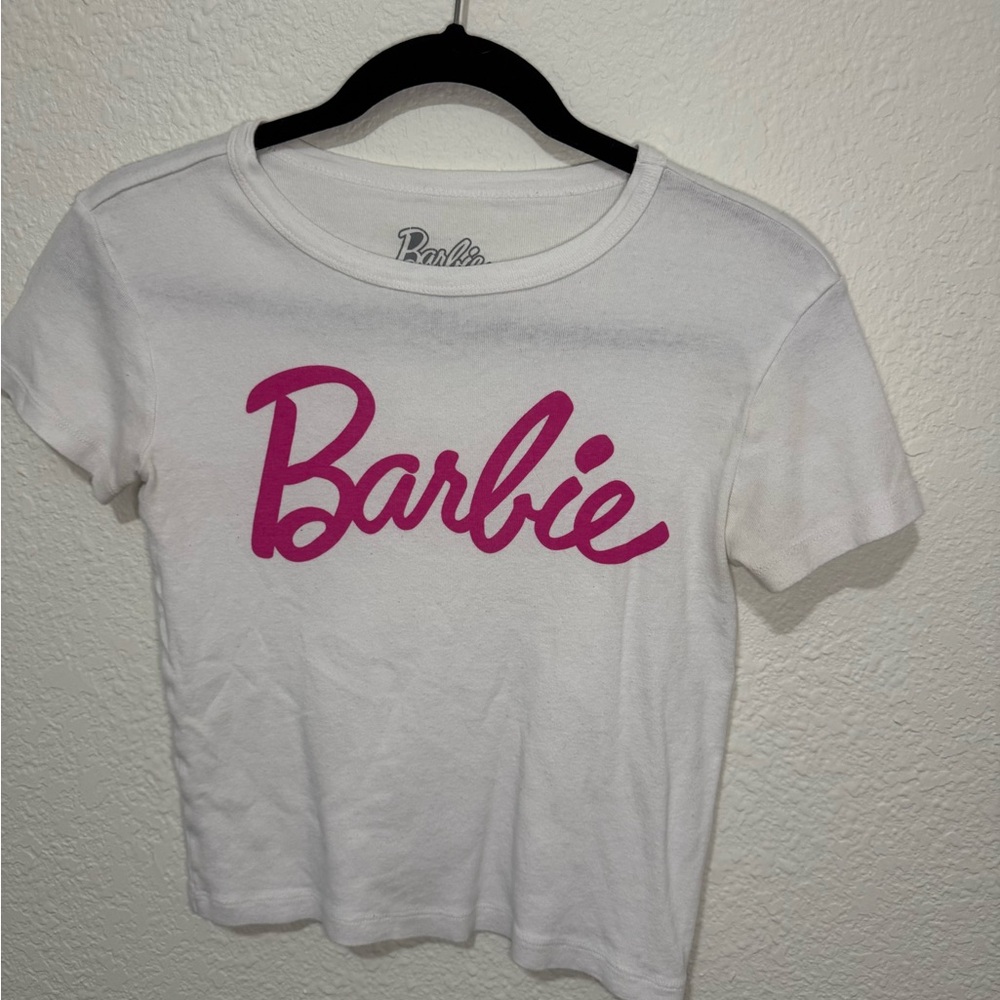 Barbie White Tee with Pink Script